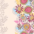 Hand drawn lace vector vertical seamlessl background