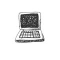 Hand drawn laptop computer icon black. on white background. vector Illustrator. symbol Royalty Free Stock Photo