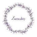 Hand drawn lavender wreath,