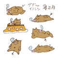 Hand-drawn lazy boars new year illustrations