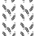 Hand drawn leaf silhouettes with scribble textures seamless pattern Royalty Free Stock Photo