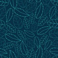 Hand Drawn Leaf Skeleton Texture Vector Seamless Pattern