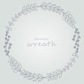 Hand drawn leaf wreath garden vector