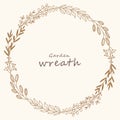 Hand drawn leaf wreath garden vector