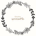 Hand drawn leaf wreath garden vector