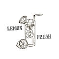 Hand drawn lemonad in glass Royalty Free Stock Photo