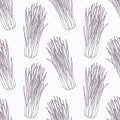 Hand drawn lemongrass branch outline seamless