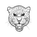 Hand-drawn leopard. Coloring page - zendala, design for spiritual relaxation for adults, vector illustration, isolated