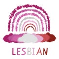 Hand drawn lesbian cloud, sun illustration. Multicolor texture silhouette collection text