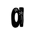 Hand drawn letter A. Celestial concept. Black letter of the alphabet inside which the stars and the night sky. Vector stock