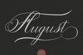 Hand drawn lettering August. Elegant modern handwritten calligraphy. Vector Ink illustration. Royalty Free Stock Photo