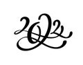 Hand drawn lettering calligraphy black number text 2022. Happy New Year greeting card. Vintage Christmas illustration Royalty Free Stock Photo