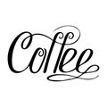 Hand-drawn lettering - Coffee. Monochrome vector drawing
