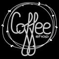 Hand drawn lettering `coffee shop` design. Vector illustration for cafe banner.