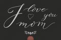 Hand drawn lettering - I love you mom. Elegant modern handwritten calligraphy. Vector Ink illustration. Typography Royalty Free Stock Photo