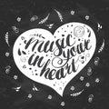 Hand-drawn lettering music in your heart Royalty Free Stock Photo