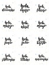 Hand drawn lettering phrase Hola, meses in spanish collections isolated on the white background. Fun brush ink vector