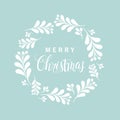 Hand drawn lettering poster Merry Christmas. Greeting card. Christmas wreath. Vector