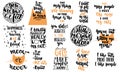 Hand drawn lettering quotes about cats collections isolated on the white background. Fun brush ink vector calligraphy Royalty Free Stock Photo