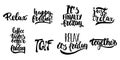 Hand drawn lettering quotes about Friday, TGIF collections isolated on the white background. Fun brush ink vector