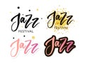 Hand drawn lettering quotes about Jazz festival collections isolated on the white background. Fun brush ink vector calligraphy