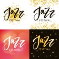 Hand drawn lettering quotes about Jazz festival collections isolated on the white background. Fun brush ink vector calligraphy