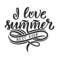 Hand drawn lettering about Summer. Isolated calligraphy for travel agency, beach party. Great design for postcard, print or poster Royalty Free Stock Photo