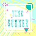 Hand drawn lettering summer time with bright background. Abstract design card for prints, flyers, banners, invitations, special. Royalty Free Stock Photo