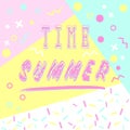 Hand drawn lettering summer time with bright background. Royalty Free Stock Photo