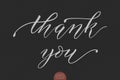 Hand drawn lettering Thank you. Elegant modern handwritten calligraphy. Vector Ink illustration. Royalty Free Stock Photo