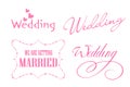 Hand drawn lettering of word wedding, married isolated on white background. Design poster, banner, greeting card.