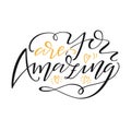 Hand drawn lettering You are Amazing. Modern brush calligraphy isolated on white background Royalty Free Stock Photo