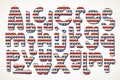 Hand drawn letters in american stars and stripes pattern Royalty Free Stock Photo