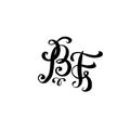 Hand drawn letters B and F for wedding logo monogram design on white background