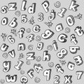 Hand drawn letters and numbers seamless pattern Royalty Free Stock Photo