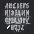 Hand drawn letters writing on black school chalkboard. Vector alphabet Royalty Free Stock Photo