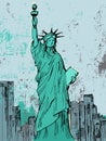 Hand drawn Liberty statue - vector Royalty Free Stock Photo
