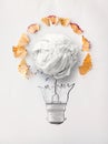 Hand drawn light bulb and crumpled paper Royalty Free Stock Photo