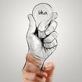Hand drawn light bulb with IDEA word Royalty Free Stock Photo