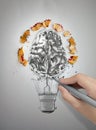 Hand drawn light bulb with pencil saw dust Royalty Free Stock Photo