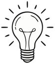 Hand-drawn light bulb radiating light, concept symbol for ideas, inspiration, innovation, solutions and creative thinking Royalty Free Stock Photo