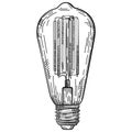 Hand drawn light bulb in vintage engraved style. Electric lamp sketch Royalty Free Stock Photo