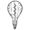 Hand drawn light bulb in vintage engraved style. Electric lamp sketch Royalty Free Stock Photo