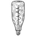 Hand drawn light bulb in vintage engraved style. Electric lamp sketch Royalty Free Stock Photo