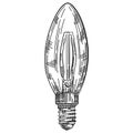 Hand drawn light bulb in vintage engraved style. Electric lamp sketch Royalty Free Stock Photo