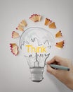 Hand drawn light bulb word design Royalty Free Stock Photo