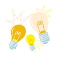 Hand-drawn light bulbs, symbol of ideas Royalty Free Stock Photo