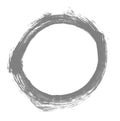 Hand drawn light gray paintbrush circle on white background