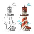 Hand drawn lighthouse vector