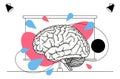 Hand drawn line art illustration of a human brain depicting a concept presentation for creativity and learning Royalty Free Stock Photo